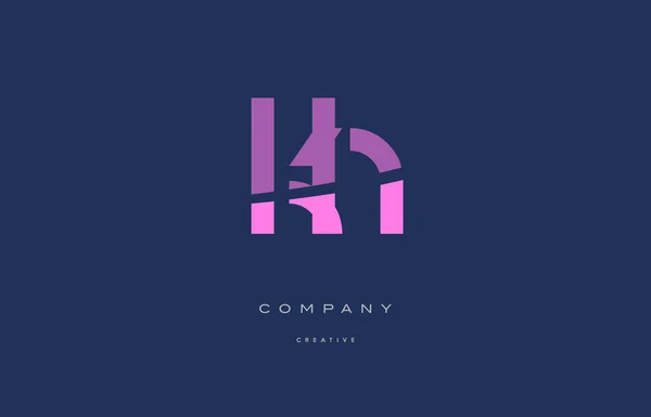 Kh k h rose lettre alphabet bleu icône logo — Image vectorielle