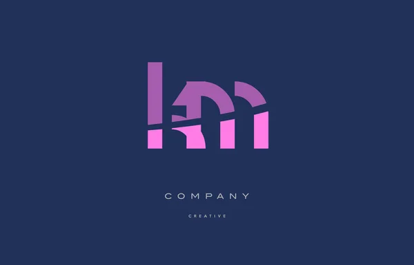 Km k m roze blauw alfabet logo letterpictogram — Stockvector