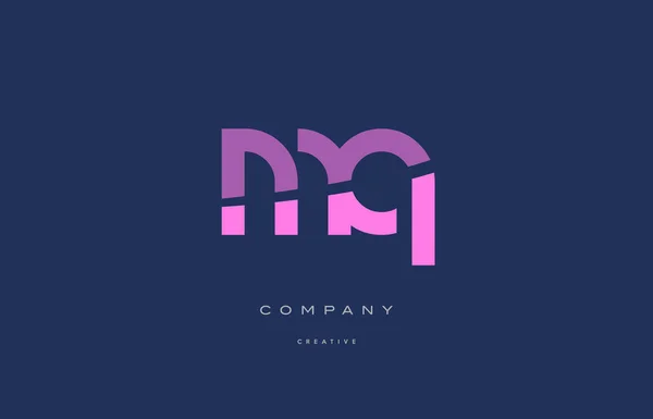 Mq m q rose lettre alphabet bleu icône logo — Image vectorielle