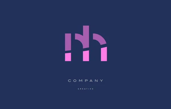 Nh n h rose lettre alphabet bleu icône logo — Image vectorielle