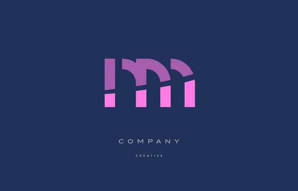 Nm, n m roze blauw alfabet, letterpictogram logo — Stockvector