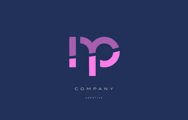 Np n p rose lettre alphabet bleu icône logo — Image vectorielle