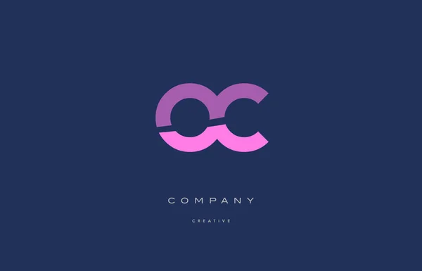 Oc o c rose lettre alphabet bleu icône logo — Image vectorielle