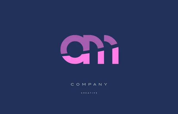 Om o m  pink blue alphabet letter logo icon — Stock Vector