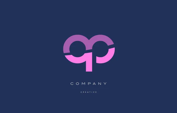 Op o p rose bleu alphabet lettre logo icône — Image vectorielle