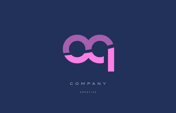 Oq o q  pink blue alphabet letter logo icon — Stock Vector