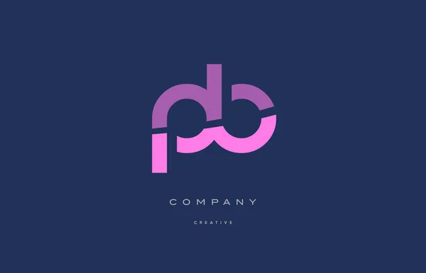 Pb p b rose lettre alphabet bleu icône logo — Image vectorielle