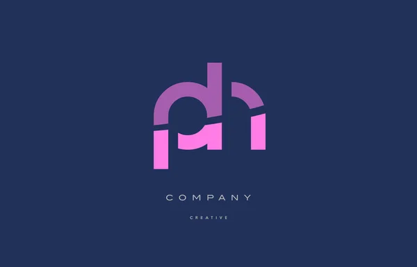 Ph p h rose lettre alphabet bleu icône logo — Image vectorielle