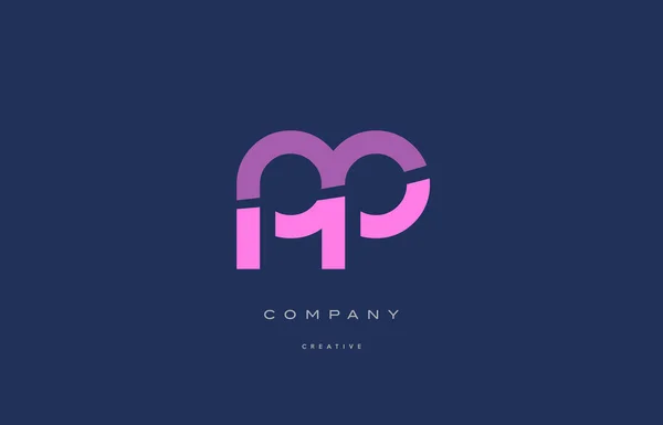 Pp p rose lettre alphabet bleu icône logo — Image vectorielle