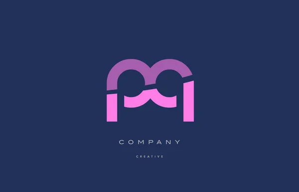 Pq p q roze blauw alfabet logo letterpictogram — Stockvector