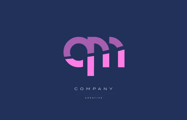 Qm q m rose lettre alphabet bleu icône logo — Image vectorielle