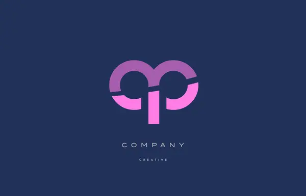 Qp q p rosa azul alfabeto letra logotipo icono — Vector de stock