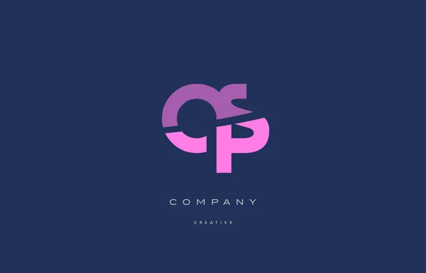 Qs q s rose lettre alphabet bleu icône logo — Image vectorielle