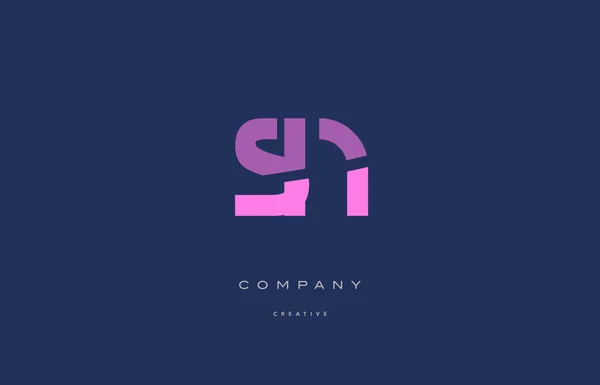 Sn s n rose lettre alphabet bleu icône logo — Image vectorielle