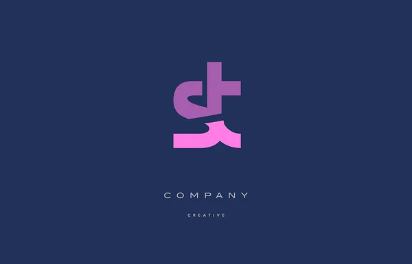 St s t rose lettre alphabet bleu icône logo — Image vectorielle
