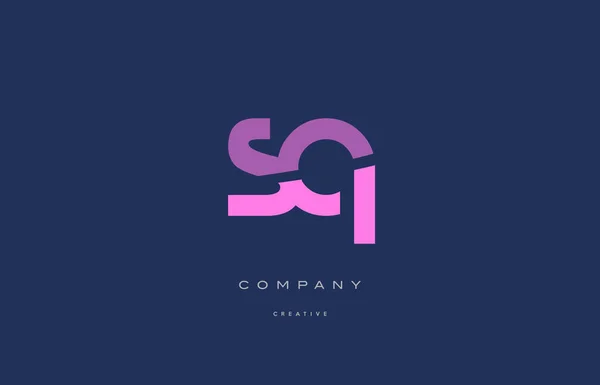 Sq s q  pink blue alphabet letter logo icon — Stock Vector