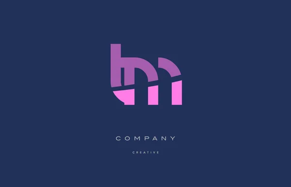 Tm t m  pink blue alphabet letter logo icon — Stock Vector