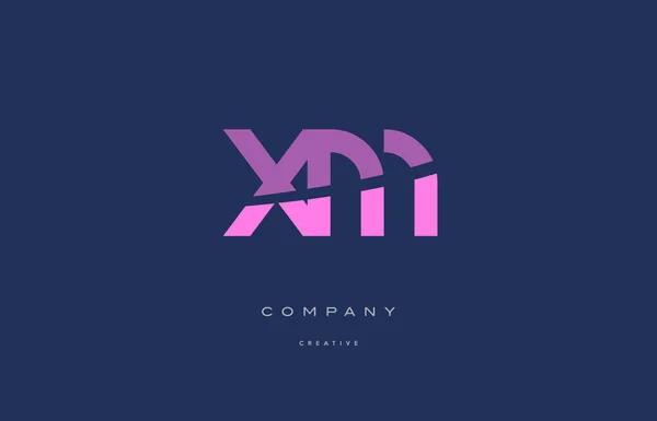 Xm x m rose lettre alphabet bleu icône logo — Image vectorielle