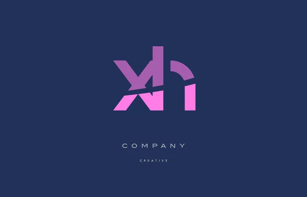 Xh x h rose lettre alphabet bleu icône logo — Image vectorielle