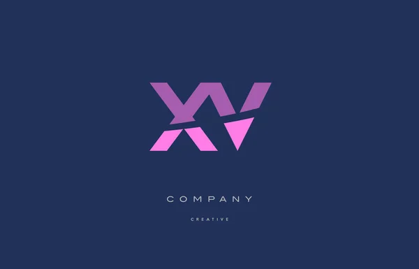 Xv x v rosa blu alfabeto lettera logo icona — Vettoriale Stock