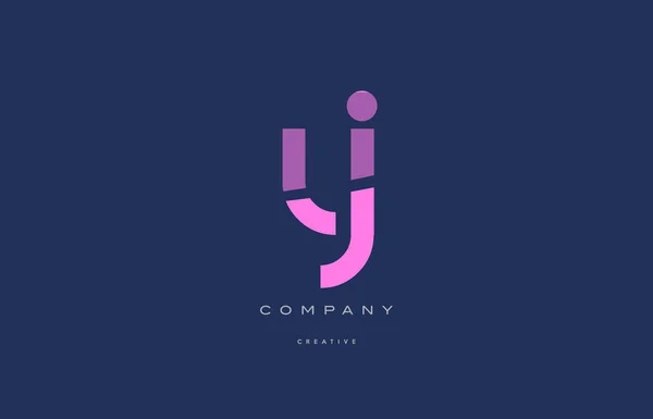 Yi y i  pink blue alphabet letter logo icon — Stock Vector