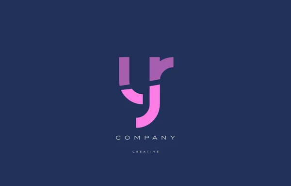 Yr y r  pink blue alphabet letter logo icon — Stock Vector