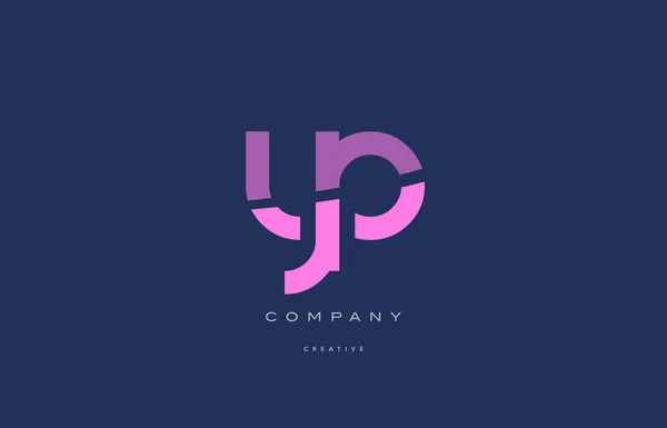 YP y p różowy niebieski alfabet litery ikona logo — Wektor stockowy