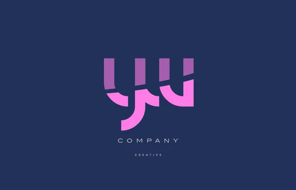 Yw y w  pink blue alphabet letter logo icon — Stock Vector