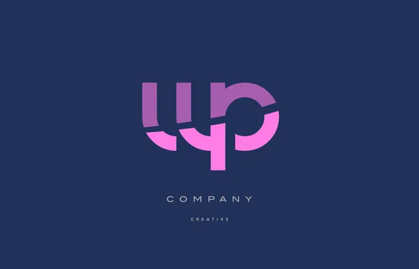Wp w p  pink blue alphabet letter logo icon — Stock Vector