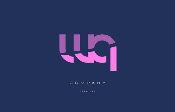 Wq w q rosa azul alfabeto letra logotipo ícone — Vetor de Stock