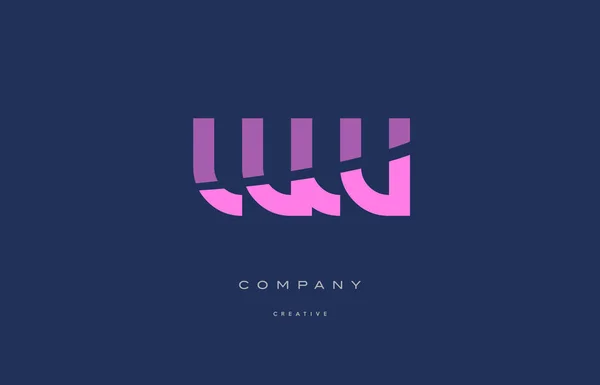 Ww w rose lettre alphabet bleu icône logo — Image vectorielle