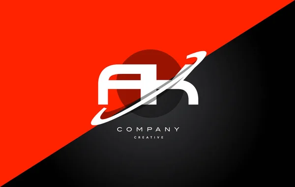 AK een k rood zwart technologie alfabet bedrijf logo letterpictogram — Stockvector