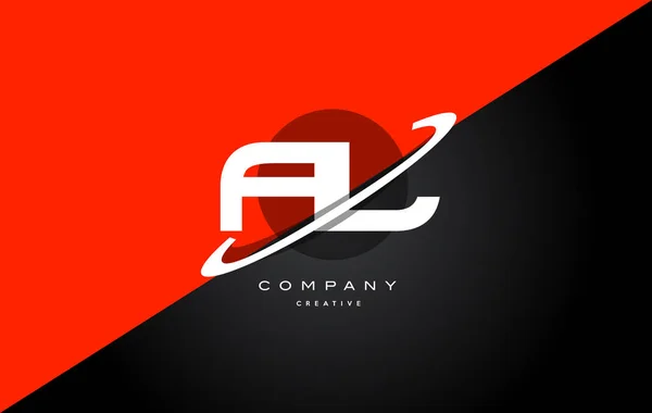 Al bir l kırmızı siyah teknoloji alfabe şirket mektup logo simge — Stok Vektör