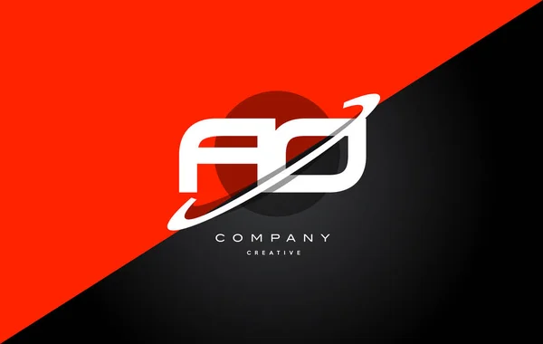 AO een o rood zwart technologie alfabet bedrijf logo letterpictogram — Stockvector