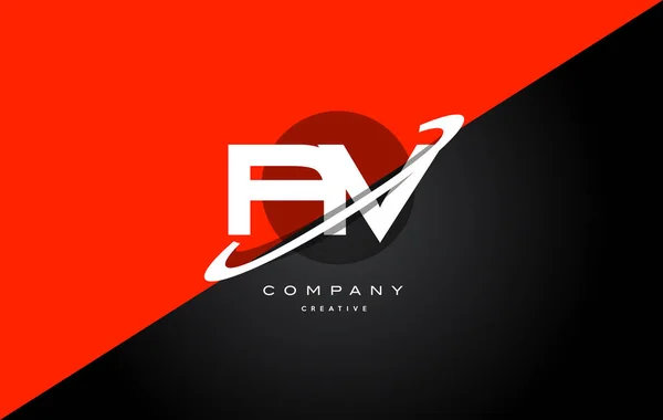 Av um v vermelho preto tecnologia alfabeto empresa letra logotipo ícone — Vetor de Stock