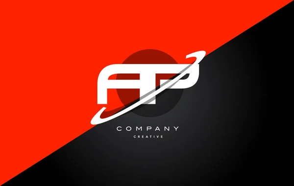 AP een p rood zwart technologie alfabet bedrijf logo letterpictogram — Stockvector