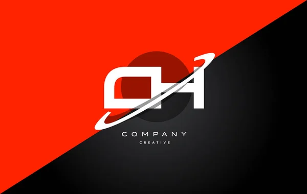 Ch c h vermelho preto tecnologia alfabeto empresa letra logotipo ícone — Vetor de Stock