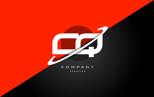 CQ c q kırmızı siyah teknoloji alfabe şirket mektup logo simge — Stok Vektör