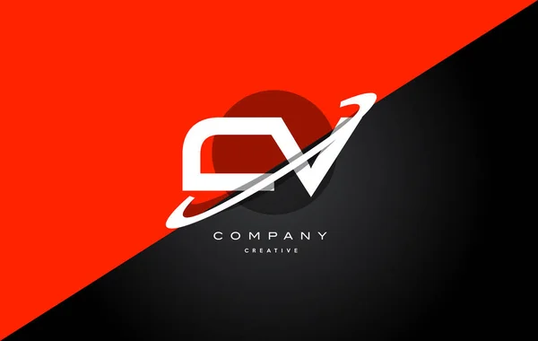 Cv c v 붉은 검은 기술 알파벳 회사 편지 로고 아이콘 — 스톡 벡터