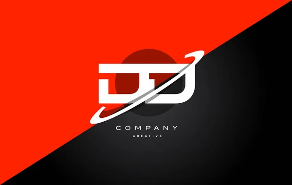 Dd d d червоний чорний технологічний алфавіт значок логотипу компанії — стоковий вектор