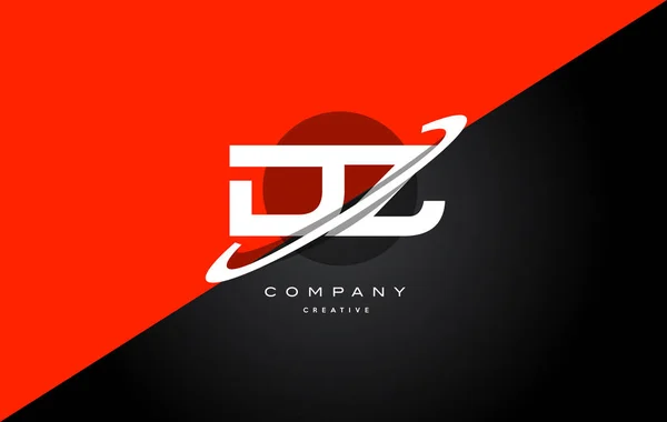 DZ d z kırmızı siyah teknoloji alfabe şirket mektup logo simge — Stok Vektör