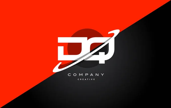 Dq d q red black technology alphabet company letter icon — стоковый вектор