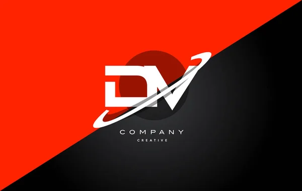 Dv d v rosso nero tecnologia alfabeto azienda lettera logo icona — Vettoriale Stock