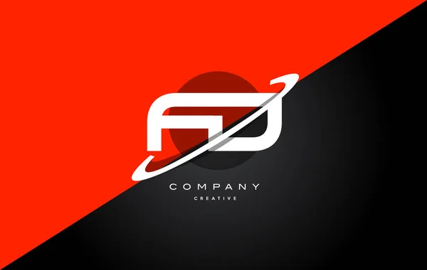 Fd f d rouge noir technologie alphabet société lettre logo icône — Image vectorielle