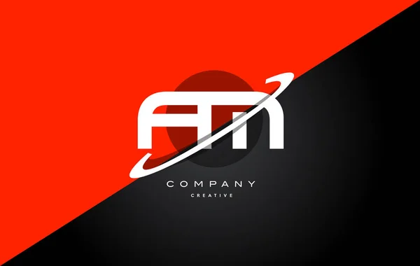 Fm f m vermelho preto tecnologia alfabeto empresa letra logotipo ícone — Vetor de Stock