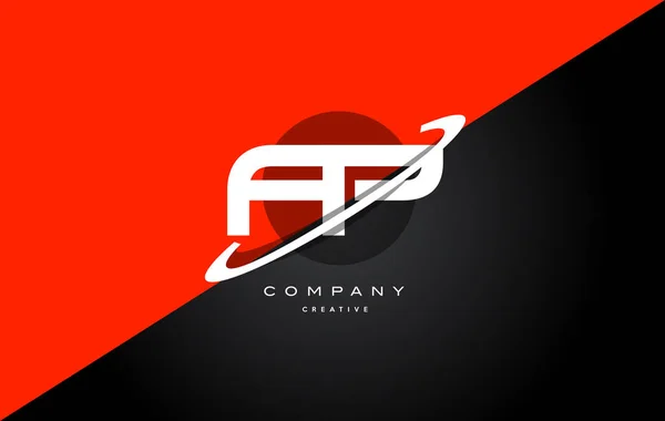 Fp f p  red black technology alphabet company letter logo icon — Stock Vector