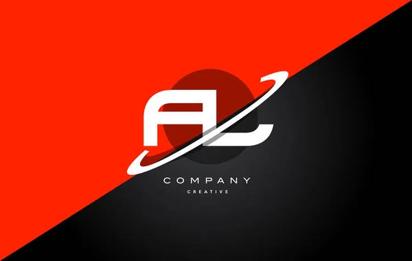 FL f l kırmızı siyah teknoloji alfabe şirket mektup logo simge — Stok Vektör