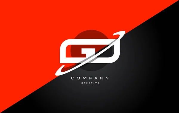 GD g d rood zwart technologie alfabet bedrijf logo letterpictogram — Stockvector