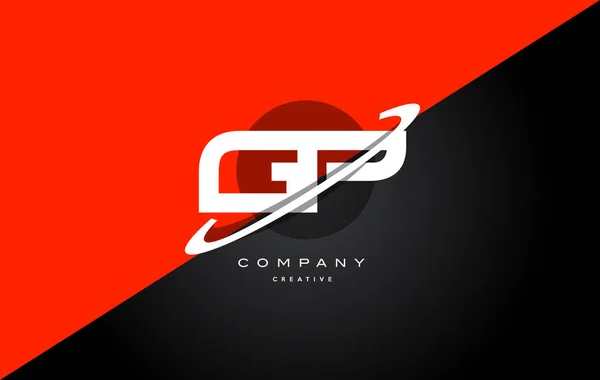 Gp g p rosso nero tecnologia alfabeto azienda lettera logo icona — Vettoriale Stock