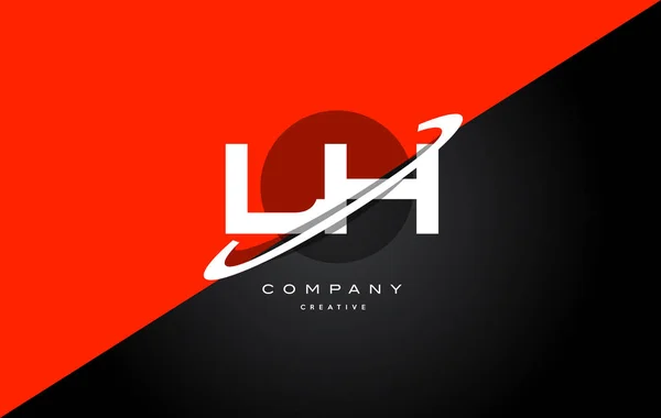 Lh l h rosso nero tecnologia alfabeto azienda lettera logo icona — Vettoriale Stock